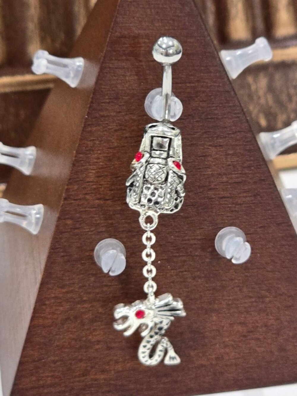 Painful Pleasures ✦ Dragon Dangle Navel Ring ✦ 14G Surgical Steel Red Gems NWT